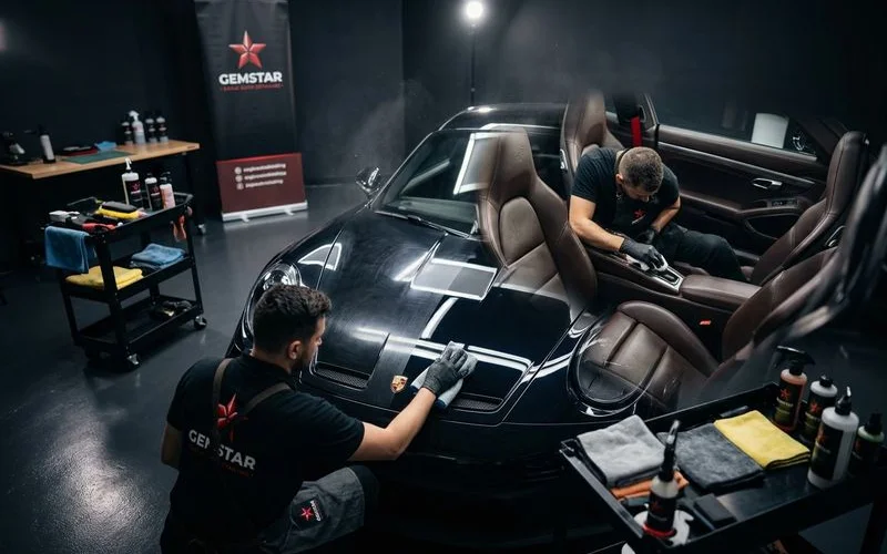 Full detail package showing interior and exterior transformation