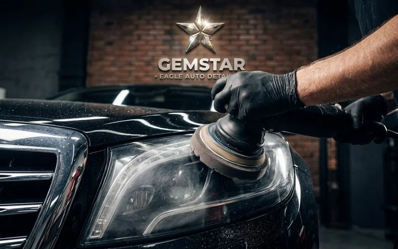 Headlight Restoration example work by Gemstar Eagle Auto Detailing