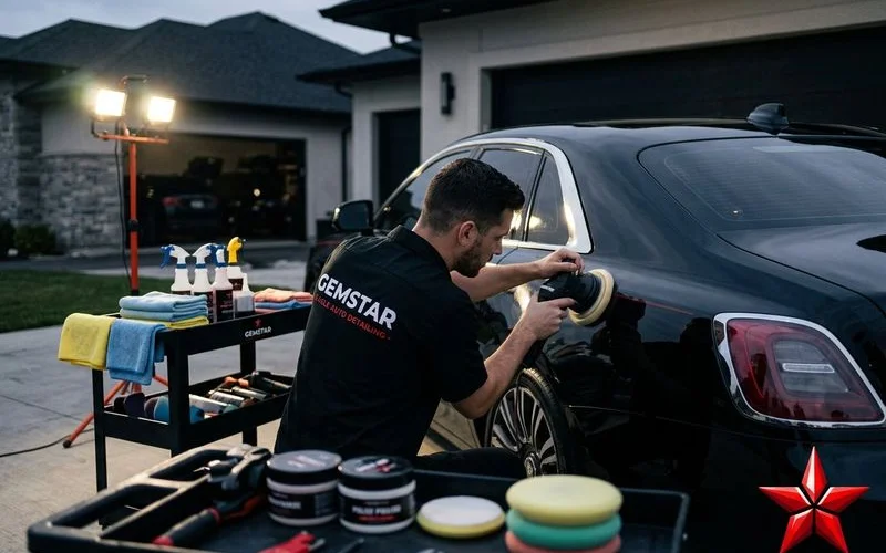 On-site detail work being completed in a residential driveway