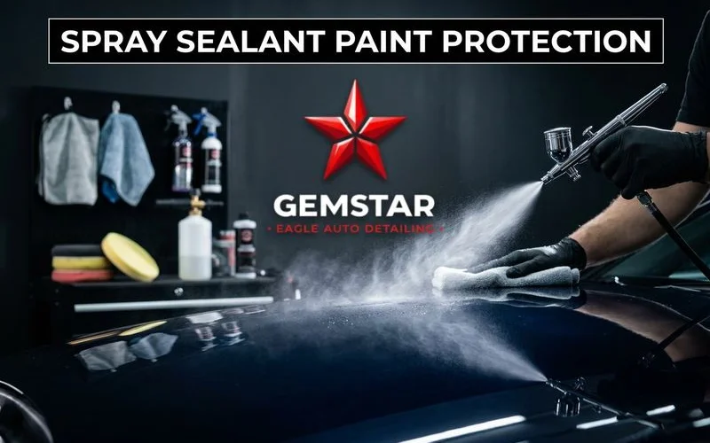 Spray sealant being applied for lasting paint protection